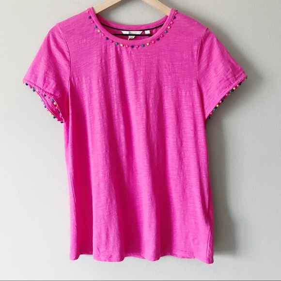 Boden British Charlie Pom Jersey Tee Shirt Pink M - Picture 4 of 16